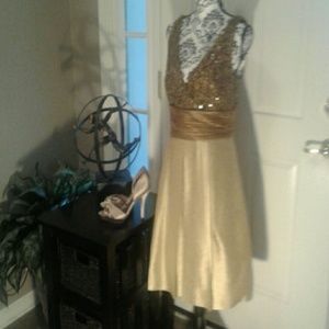 Beautiful Kay Unger  bronze and rust sequins dress